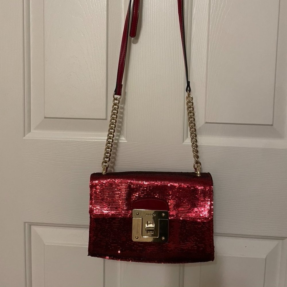 Red Sequin Crossbody Bag